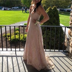 Gold, Champagne Sparkly Prom Dress